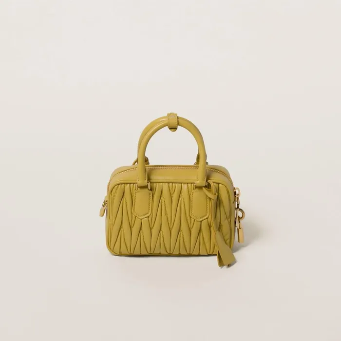 Women Top Handles Miu Miu Arcadie Matelass Nappa Leather Bag Pineapple