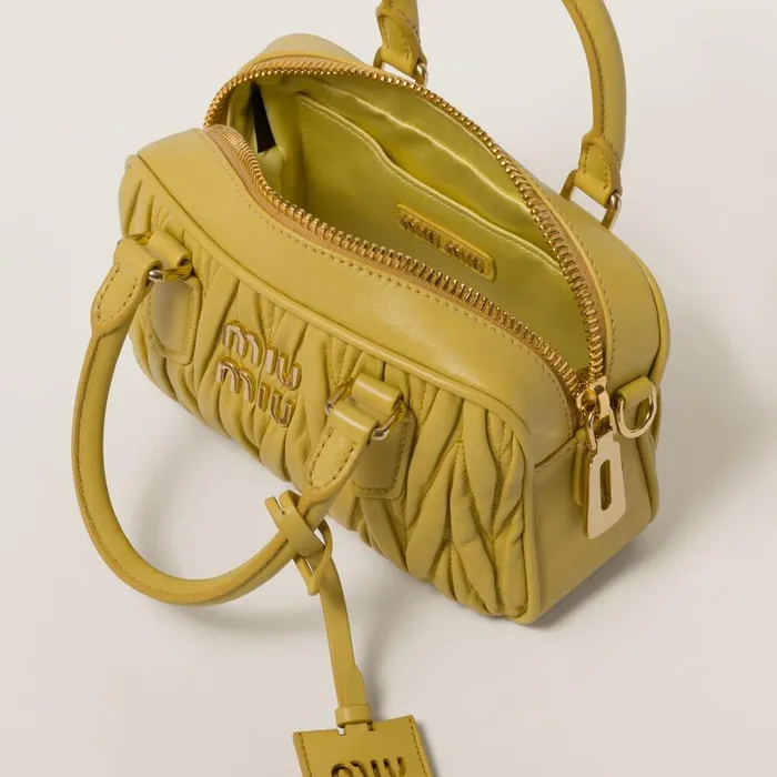 Women Top Handles Miu Miu Arcadie Matelass Nappa Leather Bag Pineapple