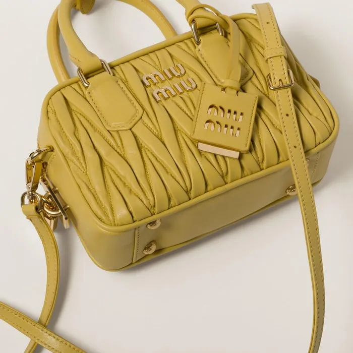 Women Top Handles Miu Miu Arcadie Matelass Nappa Leather Bag Pineapple