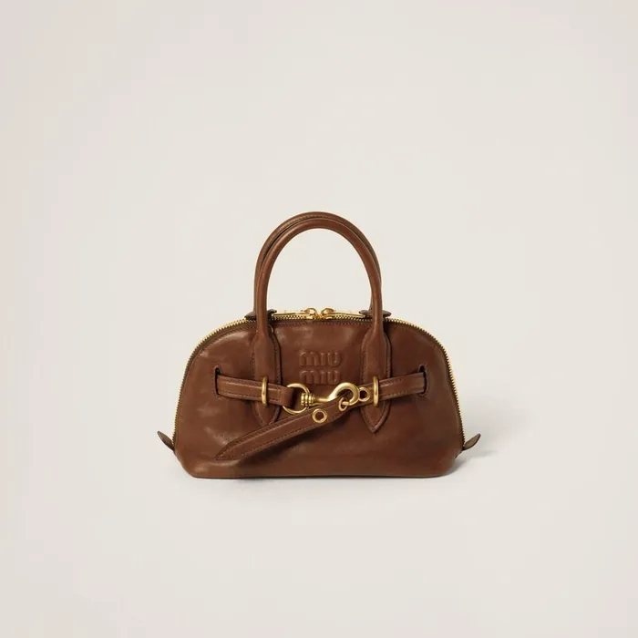 Women Top Handles Miu Miu Aventure Nappa Leather Tophandle Bag Oak