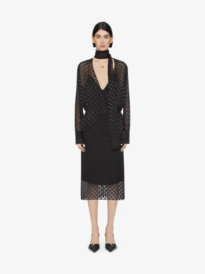 Women Tops and Shirts Givenchy Blouse In Polka Dots Dvor Satin With Lavallire Black
