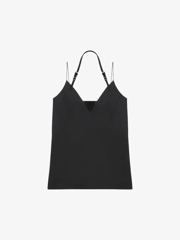 Women Tops and Shirts Givenchy Voyou Top In Cotton Taffetas Black