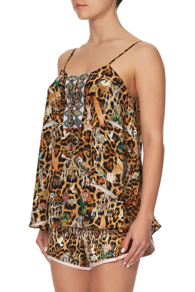 Women Tops Camilla Lace Up Front Cami Fauna Electro