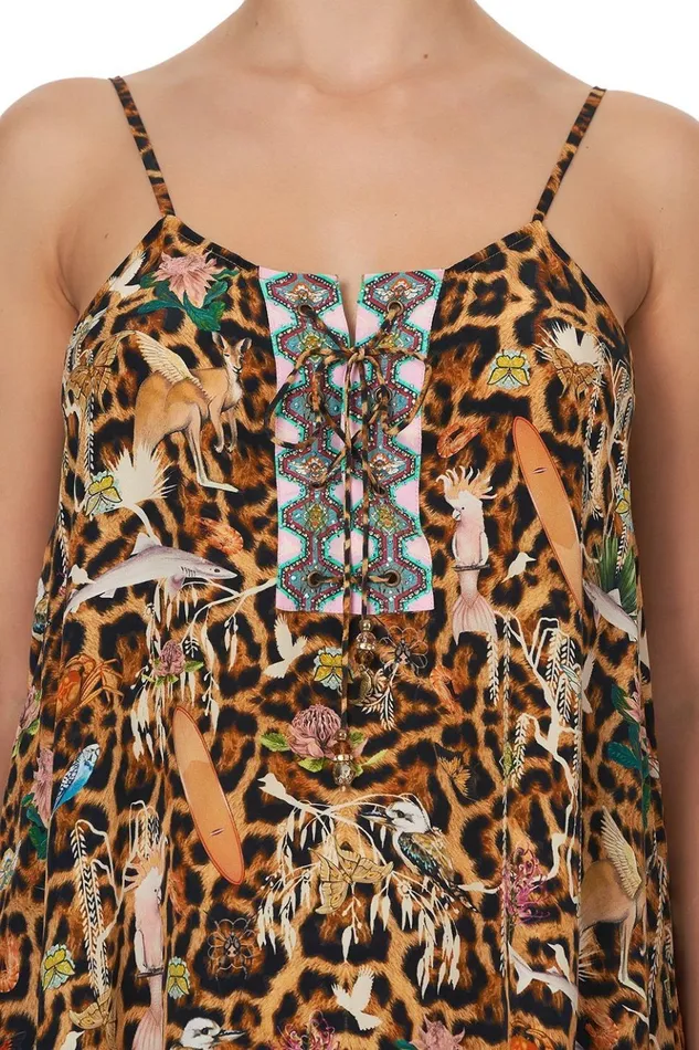 Women Tops Camilla Lace Up Front Cami Fauna Electro