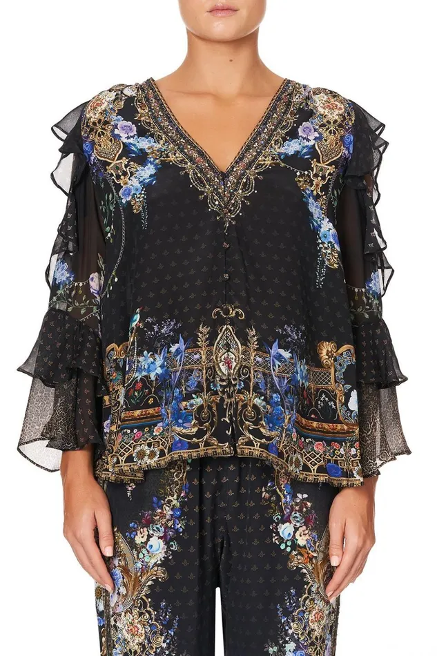 Women Tops Camilla Ruffle Cold Shoulder Blouse Palace Playhouse