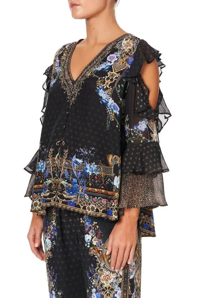 Women Tops Camilla Ruffle Cold Shoulder Blouse Palace Playhouse