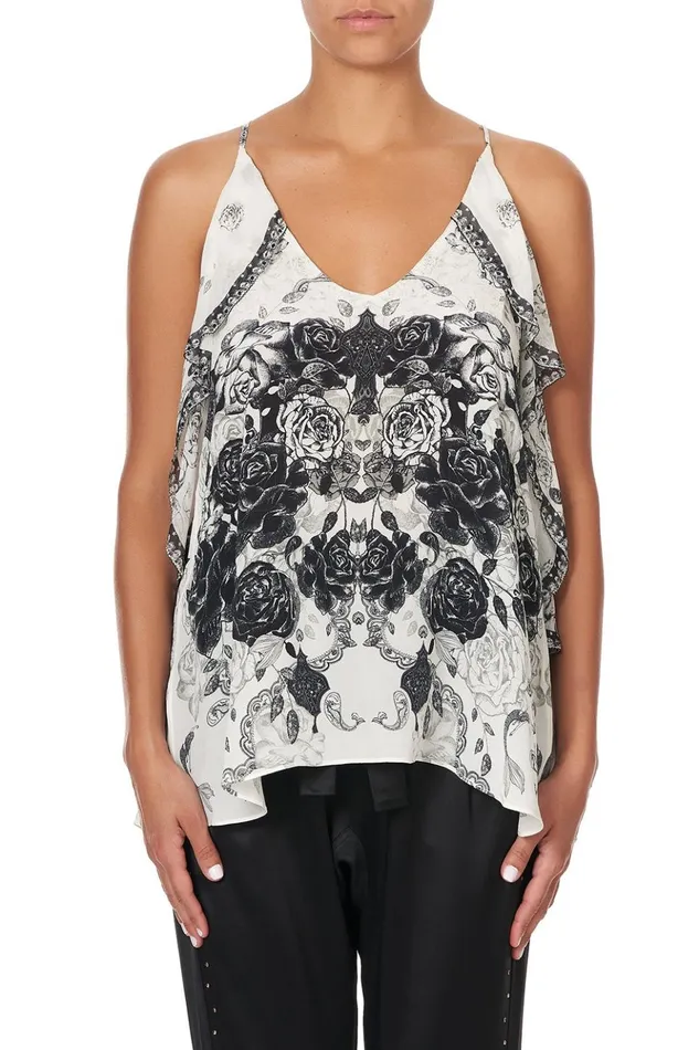 Women Tops Camilla Strap Top With Ruffle Midnight Pearl