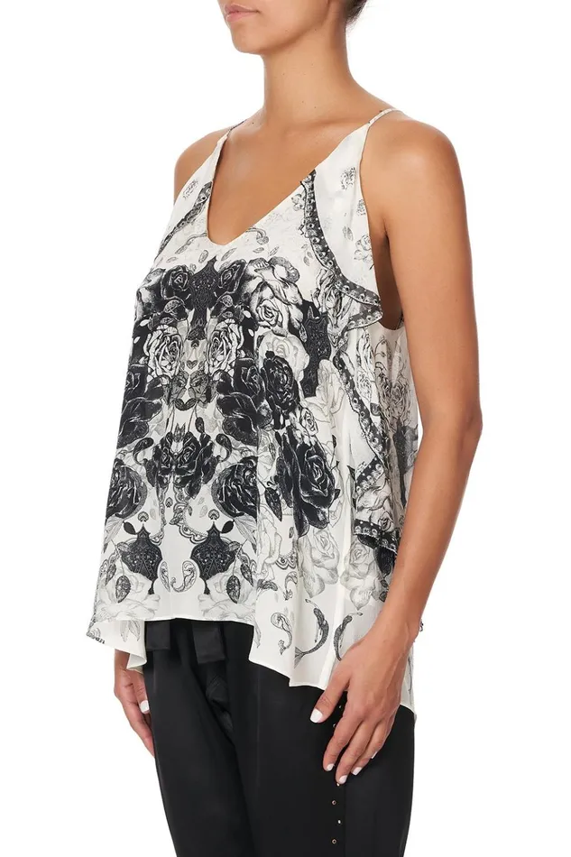 Women Tops Camilla Strap Top With Ruffle Midnight Pearl