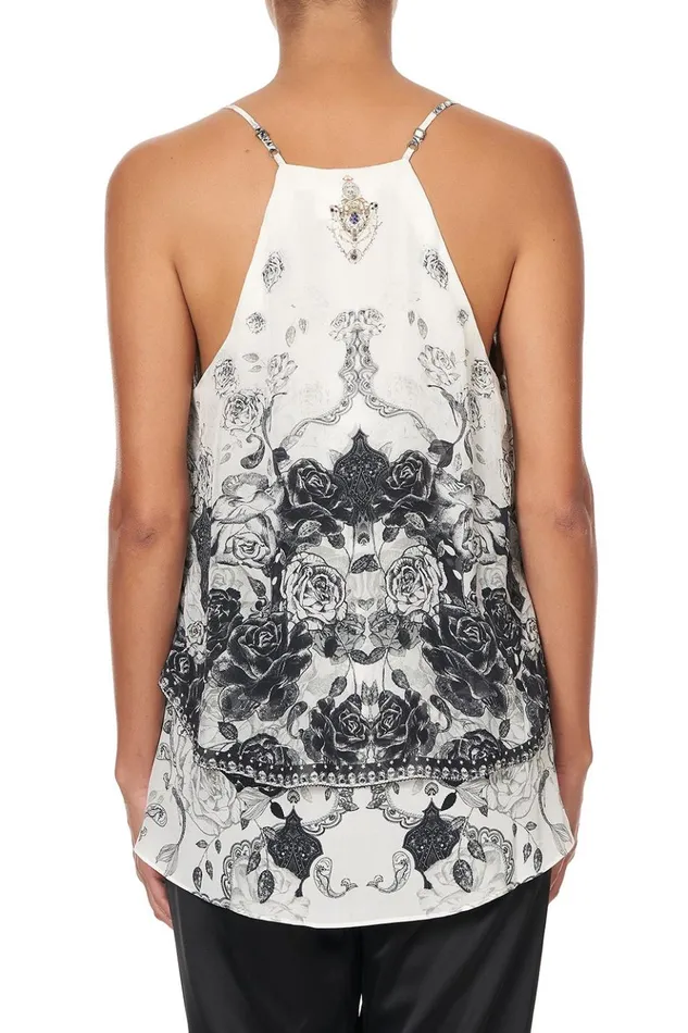 Women Tops Camilla Strap Top With Ruffle Midnight Pearl