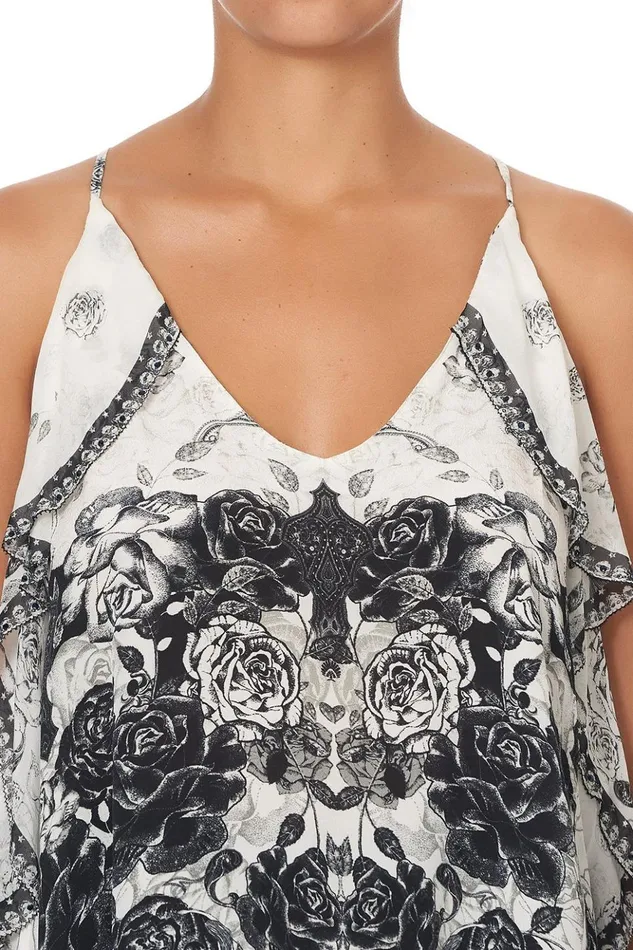 Women Tops Camilla Strap Top With Ruffle Midnight Pearl