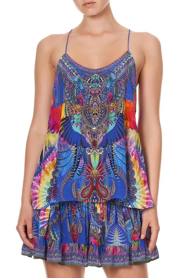 Women Tops Camilla T Back Shoestring Top Psychedelica