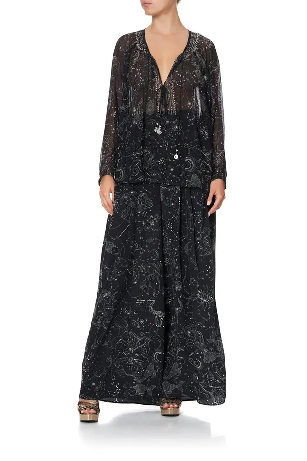 Women Tops Camilla Tie Front High Low Hem Blouse Moon Set