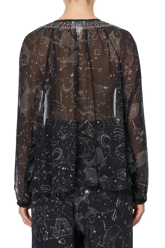 Women Tops Camilla Tie Front High Low Hem Blouse Moon Set