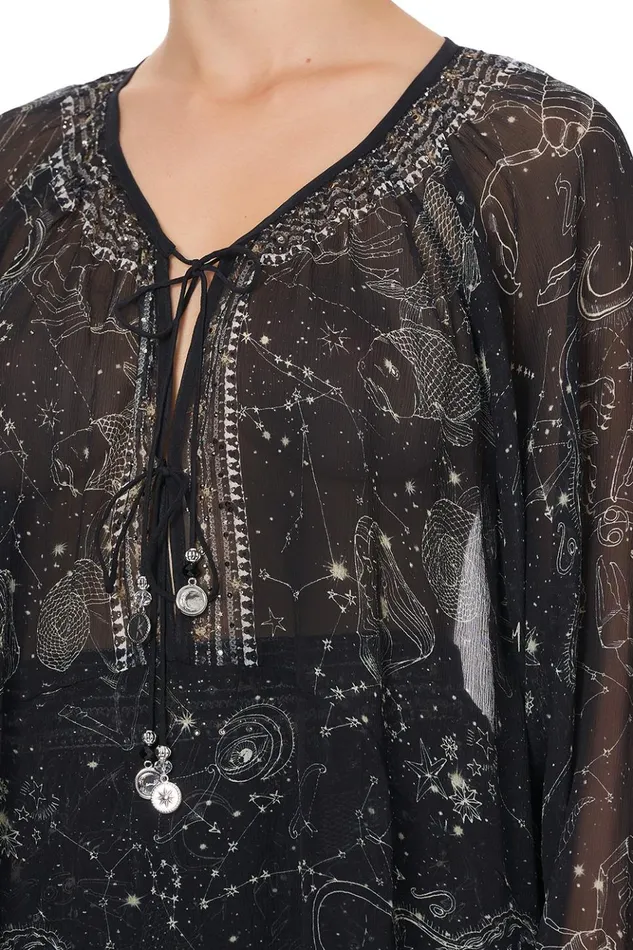 Women Tops Camilla Tie Front High Low Hem Blouse Moon Set