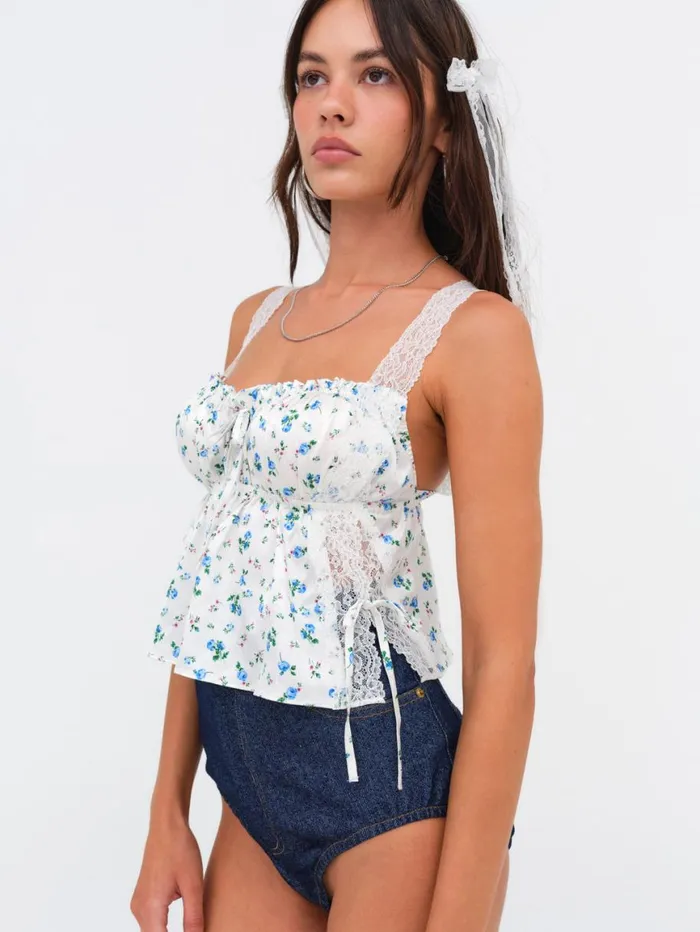 Women Tops For Love and Lemons Mary Rose Top Blue Women Tops For Love and Lemons Mary Rose Top Blue