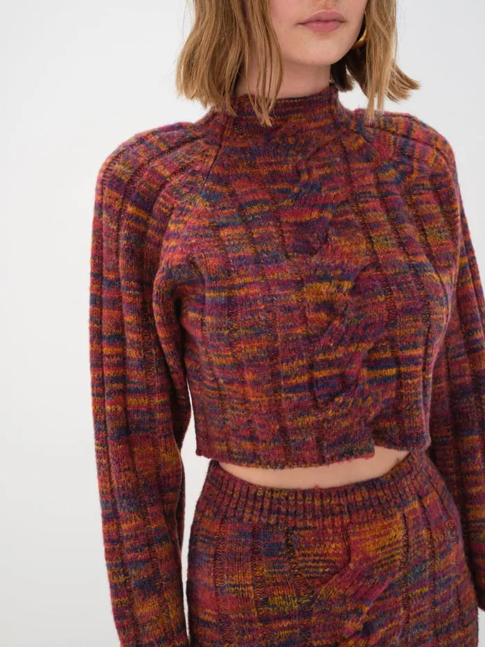 Women Tops For Love and Lemons Ruby Cropped Turtleneck Brown