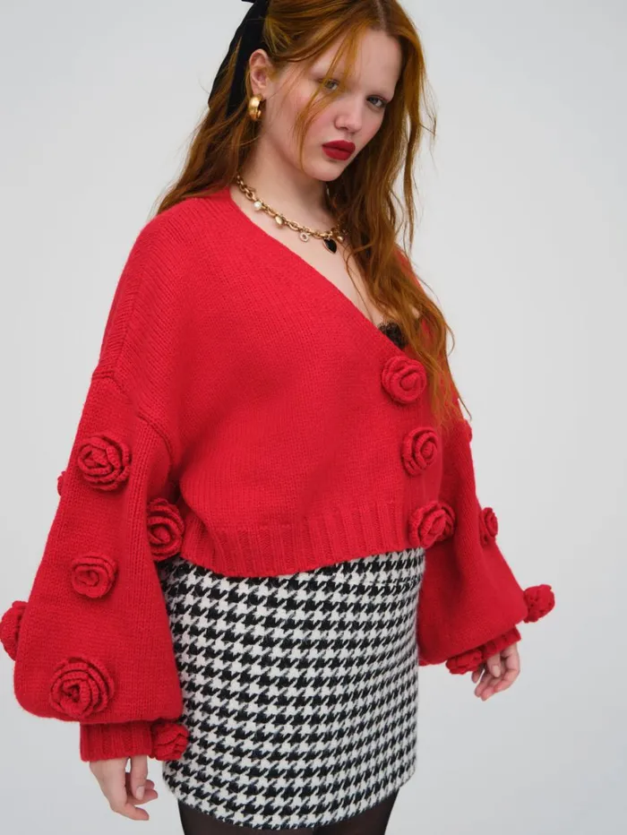 Women Tops For Love and Lemons Scarlett Cardigan Red