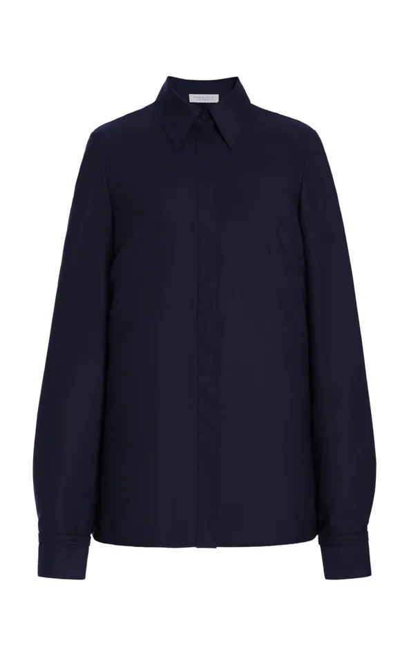 Women Tops Gabriela Hearst Cruz Shirt In Dark Navy Lightweight Cashmere