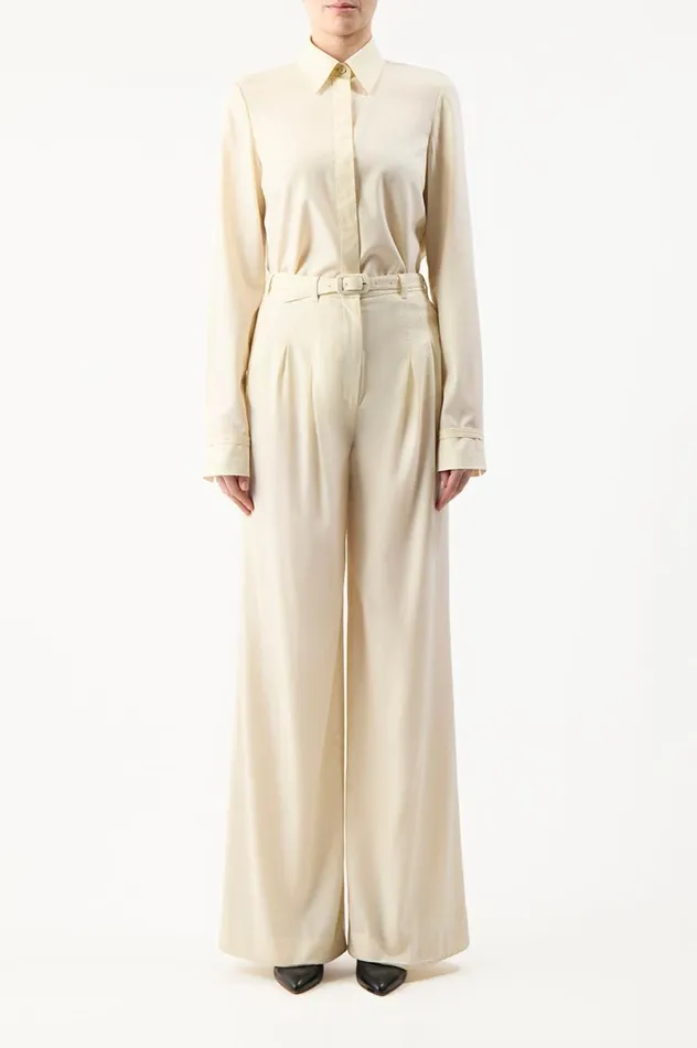 Women Tops Gabriela Hearst Cruz Shirt In Ivory Lightweight Cashmere