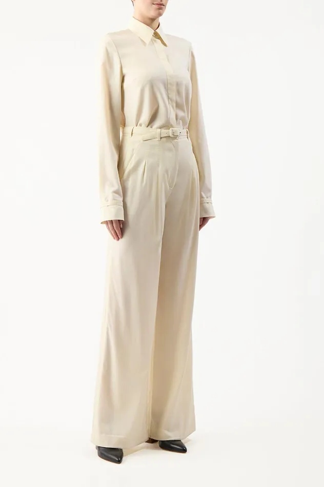 Women Tops Gabriela Hearst Cruz Shirt In Ivory Lightweight Cashmere