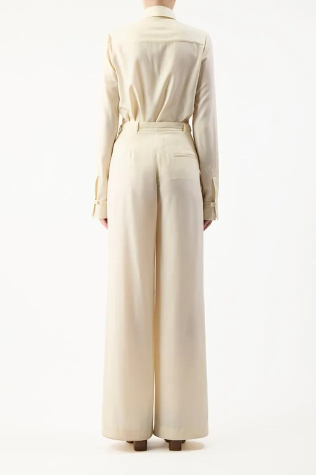 Women Tops Gabriela Hearst Cruz Shirt In Ivory Lightweight Cashmere