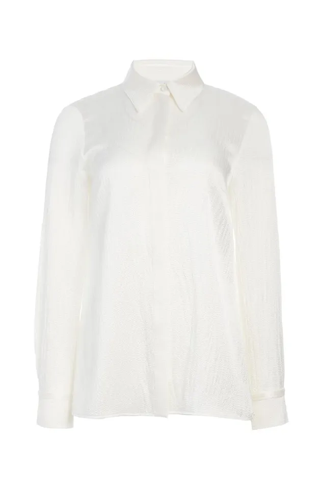 Women Tops Gabriela Hearst Cruz Shirt In Ivory Silk