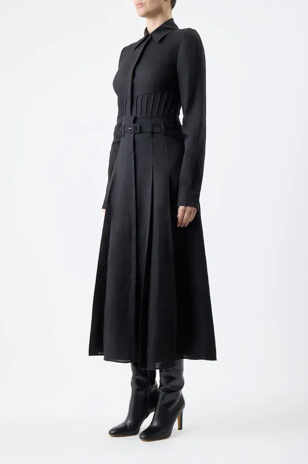 Women Tops Gabriela Hearst Duff Top In Black Aloe Linen