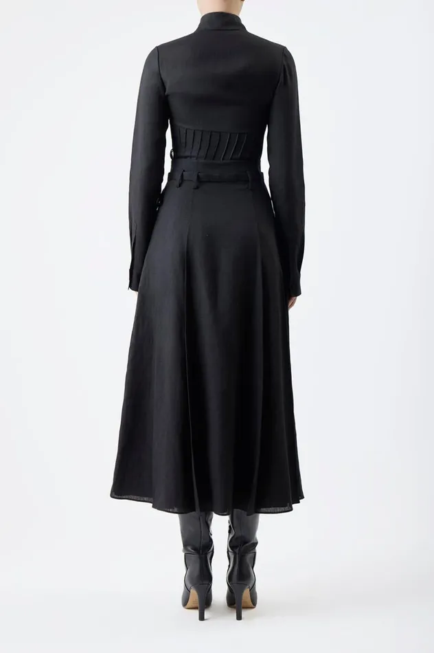 Women Tops Gabriela Hearst Duff Top In Black Aloe Linen