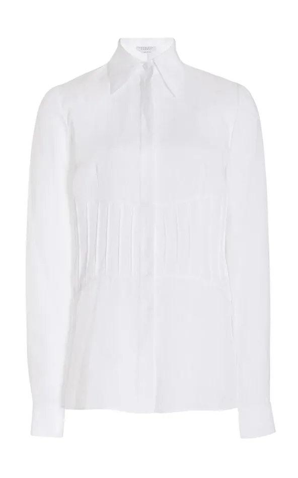 Women Tops Gabriela Hearst Duff Top In White Aloe Linen