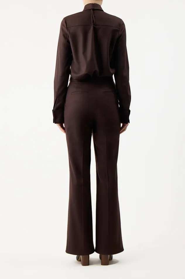 Women Tops Gabriela Hearst Etlin Shirt In Chocolate Superfine Wool