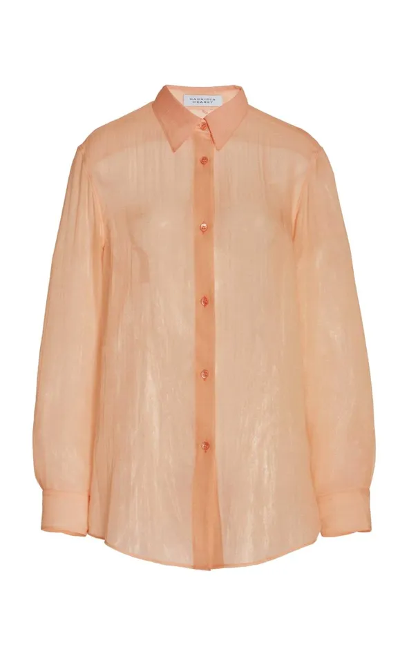 Women Tops Gabriela Hearst Ferrara Shirt In Fluorescent Orange Cashmere Silk Gauze