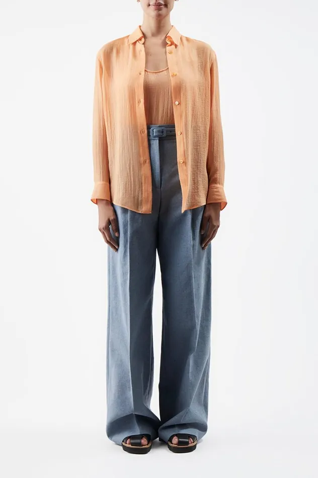 Women Tops Gabriela Hearst Ferrara Shirt In Fluorescent Orange Cashmere Silk Gauze