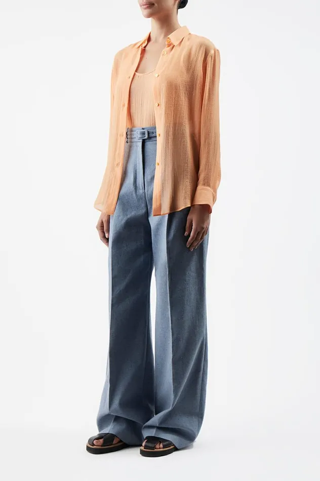 Women Tops Gabriela Hearst Ferrara Shirt In Fluorescent Orange Cashmere Silk Gauze