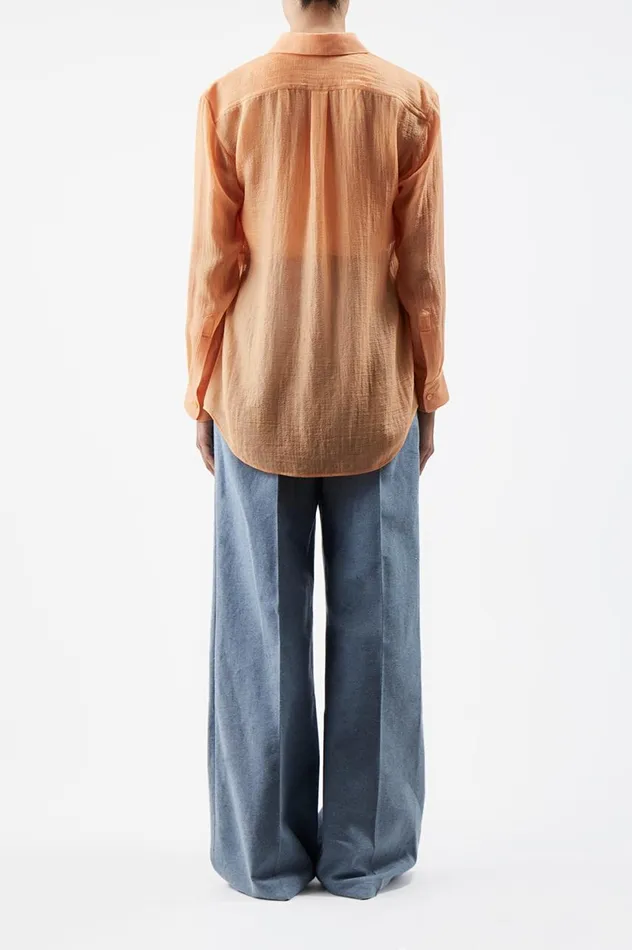 Women Tops Gabriela Hearst Ferrara Shirt In Fluorescent Orange Cashmere Silk Gauze