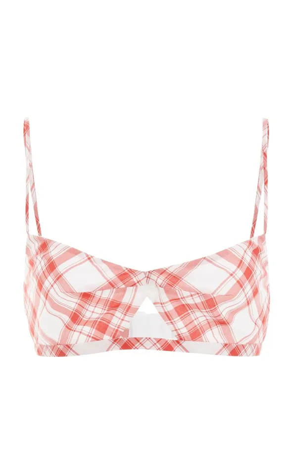Women Tops Gabriela Hearst Gaia Bralette In Red Check Upcycled Cotton