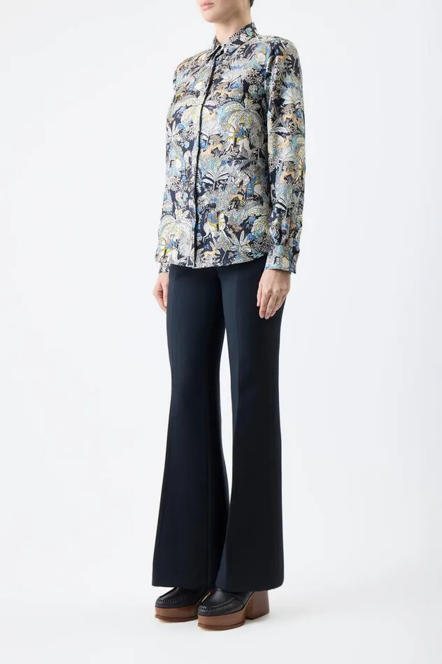 Women Tops Gabriela Hearst Henri Blouse In Blue Multi Printed Silk Twill