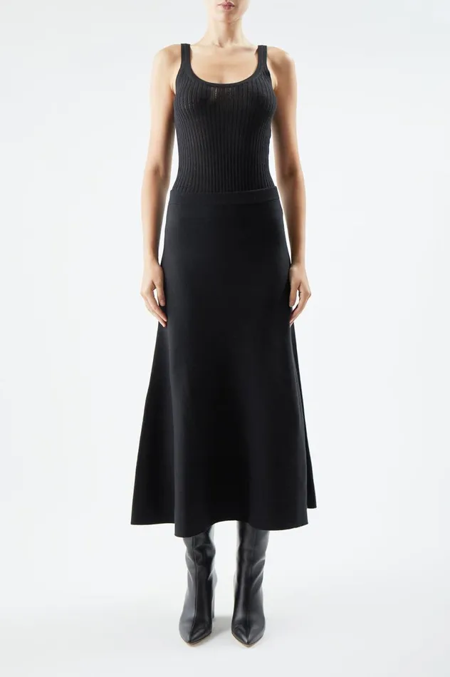 Women Tops Gabriela Hearst Nevin Pointelle Knit Tank Top In Black Cashmere Silk
