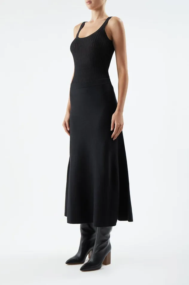 Women Tops Gabriela Hearst Nevin Pointelle Knit Tank Top In Black Cashmere Silk