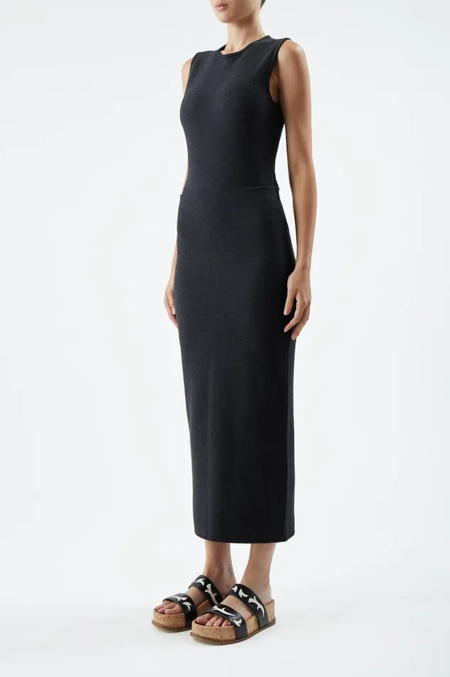 Women Tops Gabriela Hearst Nora Knit Bodysuit In Charcoal Merino Wool