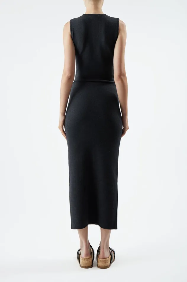 Women Tops Gabriela Hearst Nora Knit Bodysuit In Charcoal Merino Wool