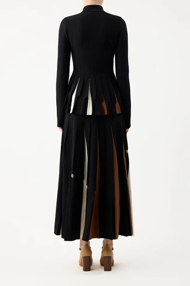 Women Tops Gabriela Hearst Octavia Pleated Knit Top In Black Multi Merino Wool