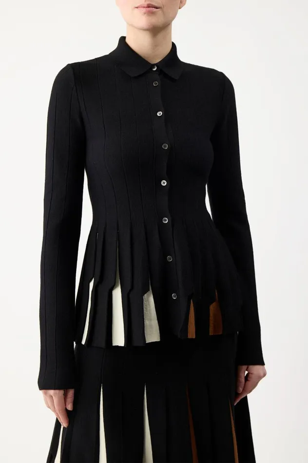 Women Tops Gabriela Hearst Octavia Pleated Knit Top In Black Multi Merino Wool