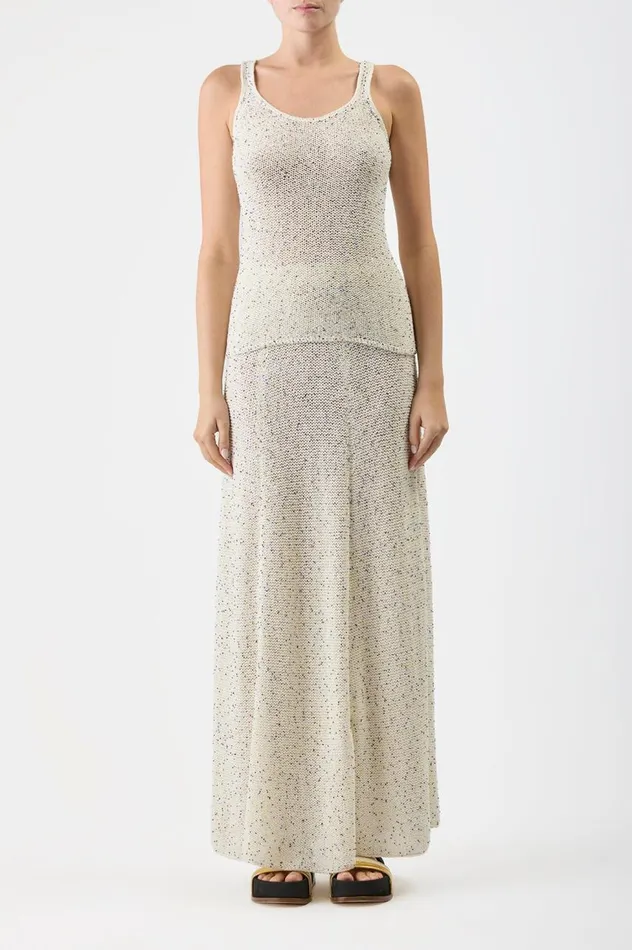 Women Tops Gabriela Hearst Sanne Knit Tank Top In White Beaded Silk