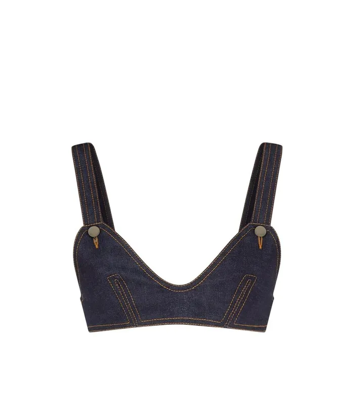 Women Tops Tom Ford Lightweight Denim Bra With Metal Buttons Dark Indigo