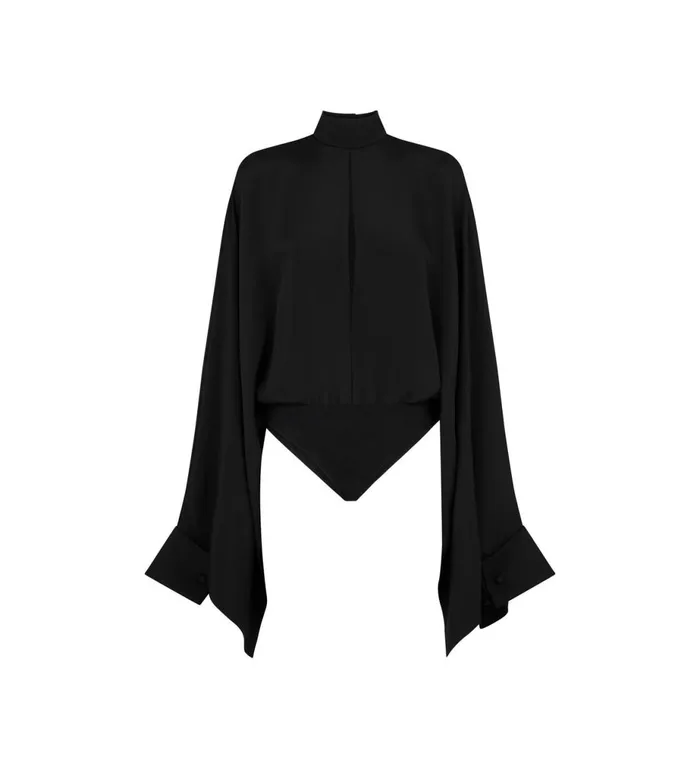 Women Tops Tom Ford Silk Maroccaine Wide Sleeve Top Black