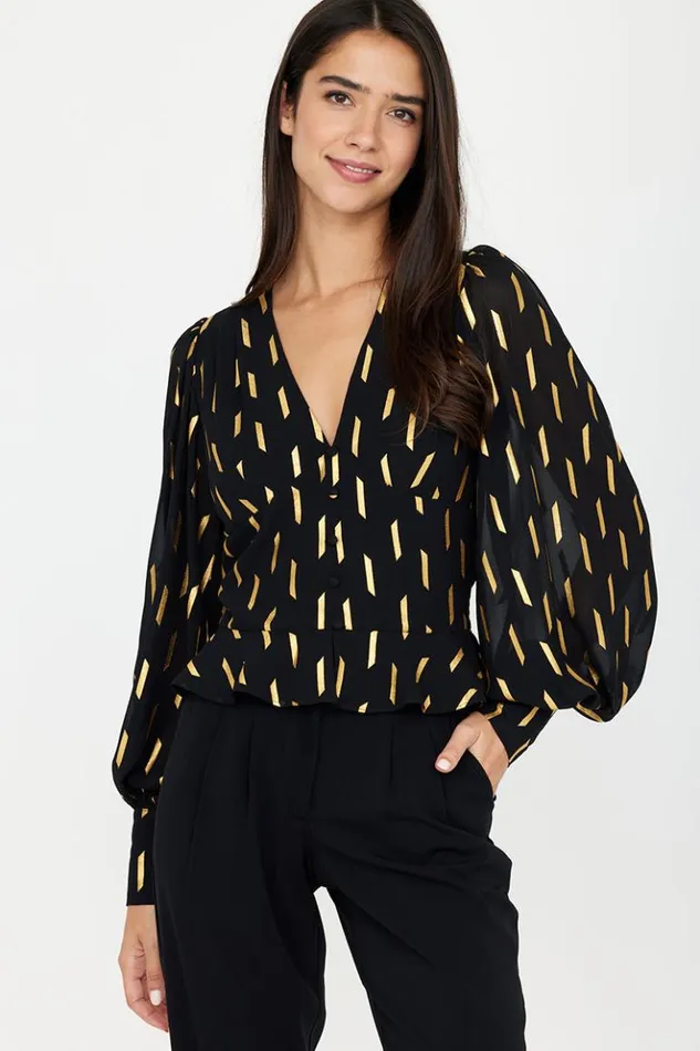 Women Tops YUMI KIM JODI TOP Dash Foil Black And Gold