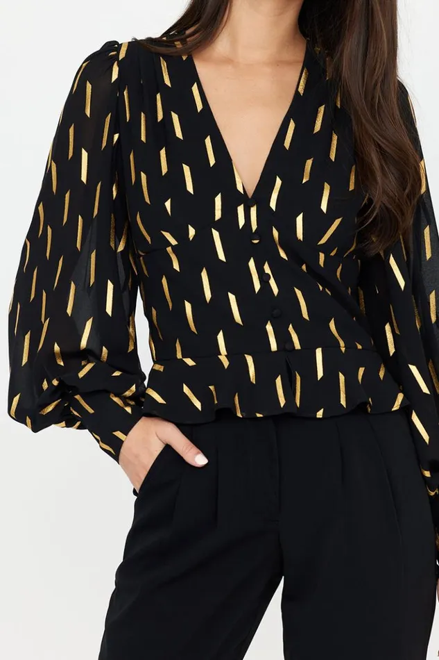 Women Tops YUMI KIM JODI TOP Dash Foil Black And Gold Women Tops YUMI KIM JODI TOP Dash Foil Black And Gold