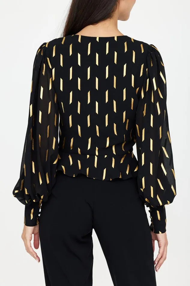 Women Tops YUMI KIM JODI TOP Dash Foil Black And Gold Women Tops YUMI KIM JODI TOP Dash Foil Black And Gold