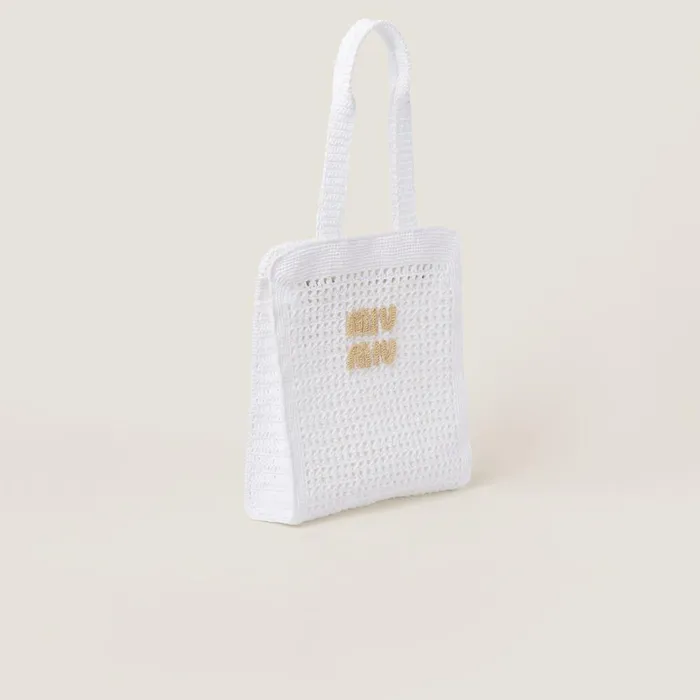 Women Totes Miu Miu Woven Fabric Tote Bag Whitebeige Women Totes Miu Miu Woven Fabric Tote Bag Whitebeige
