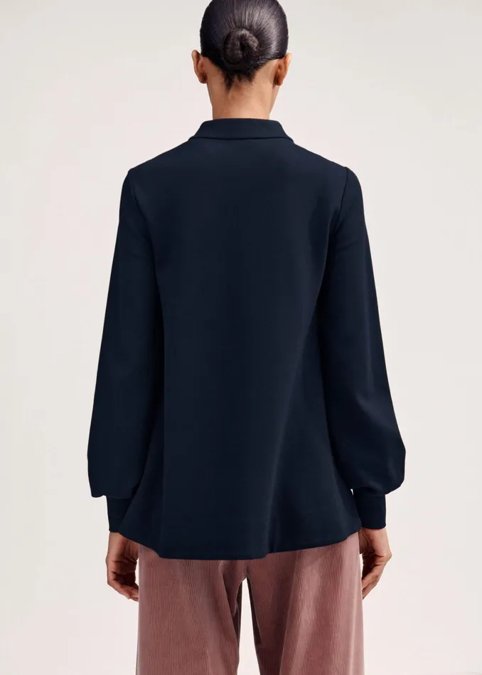 Women Travel Tailoring Balloon Sleeve Swing Top Black MEEM